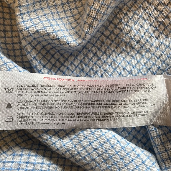 Collezione Cotton Shadow Check Long Sleeve Button Down Shirt - White/Blue - Picture 13 of 13